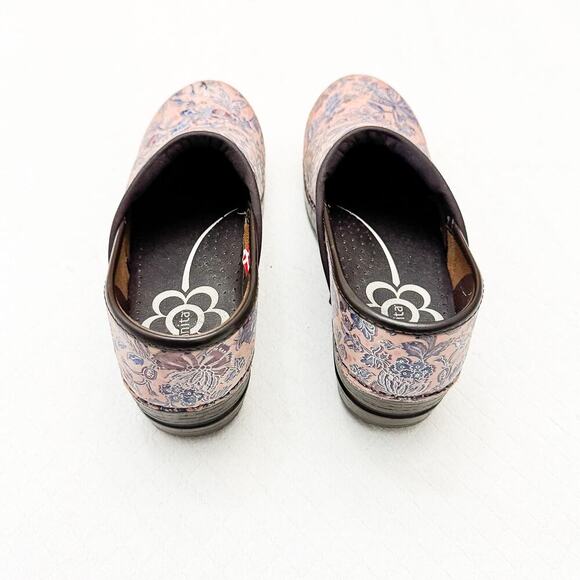 Sanita Printed Rose Pink Leather Professional Clogs Size 39 - Picture 2 of 5